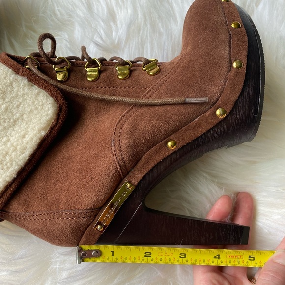 BCBGeneration ‘Melo’ Suede Brown Leather Bootie with faux fur - Picture 11 of 12
